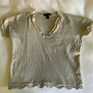 J Crew Meraino wool crop top with scalloped edge SZ S